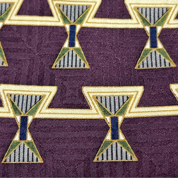 VTG Bill Blass Black Label Silk Tie Grape Gold Green - Picture 3 of 7